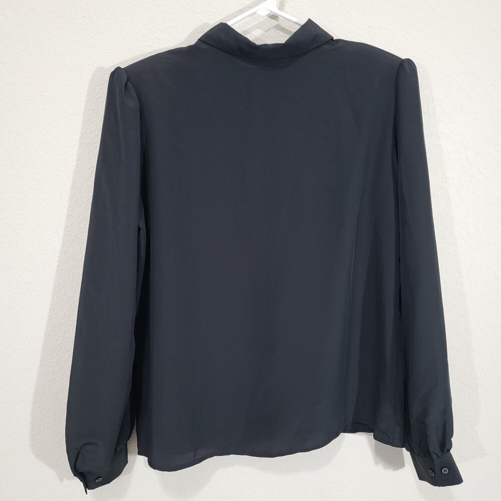VTG Blouse Gailord Womens Large Black 80s Office Dressy Evening Business Casual - Picture 2 of 9